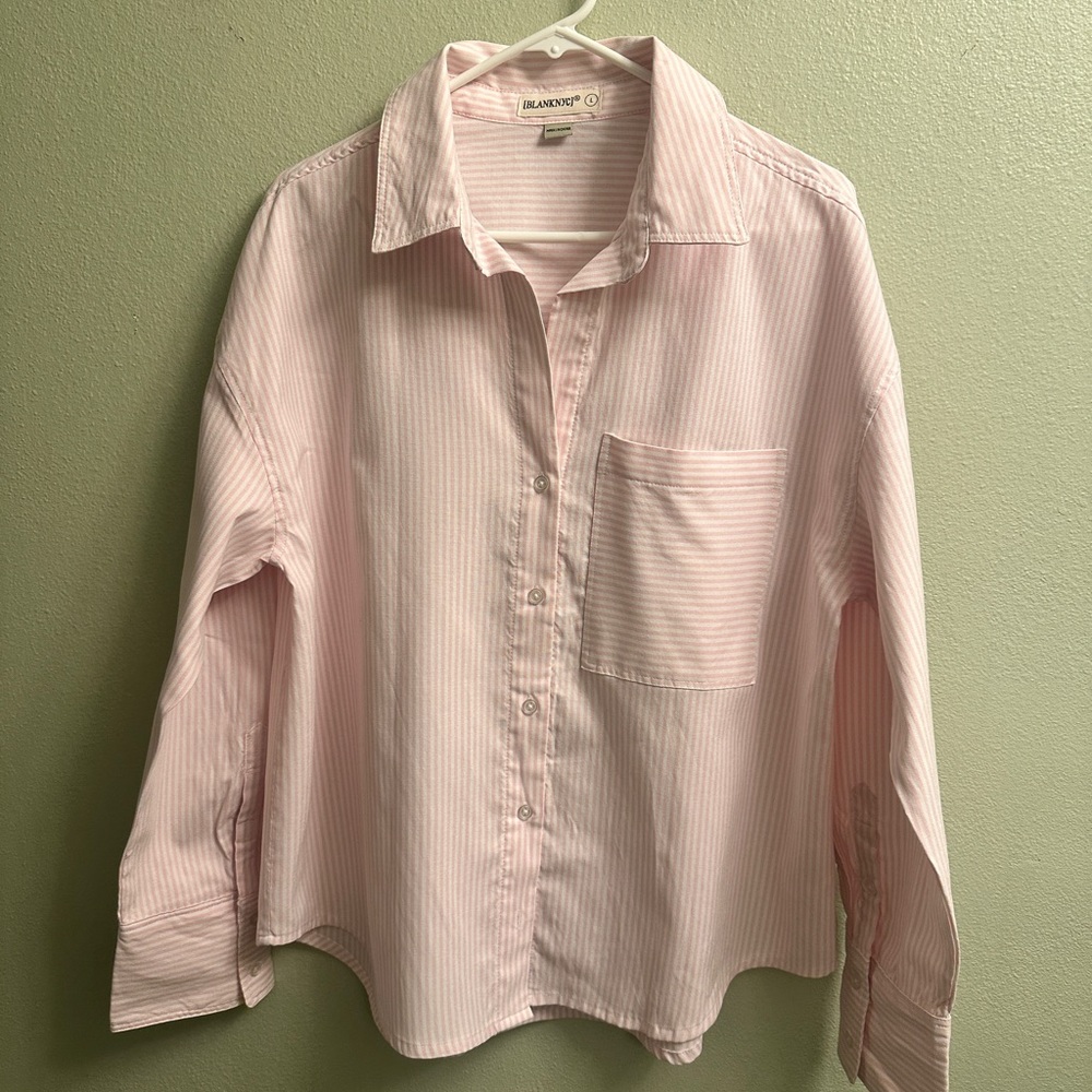 Blank NYC Long Sleeve Button Down Blouse Size Large